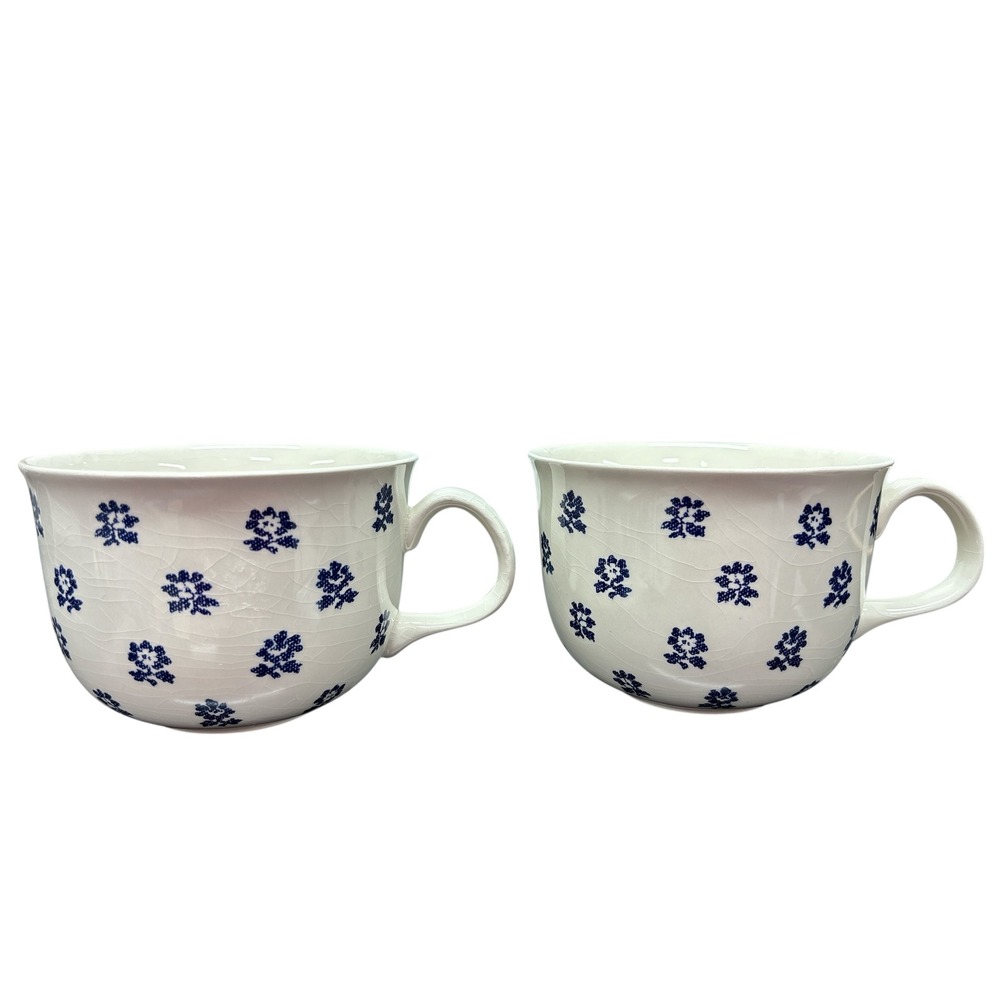VTG Ralph Lauren Nellie Denimware Blue Floral Cup and Saucer Set of 2 England - Picture 5 of 15